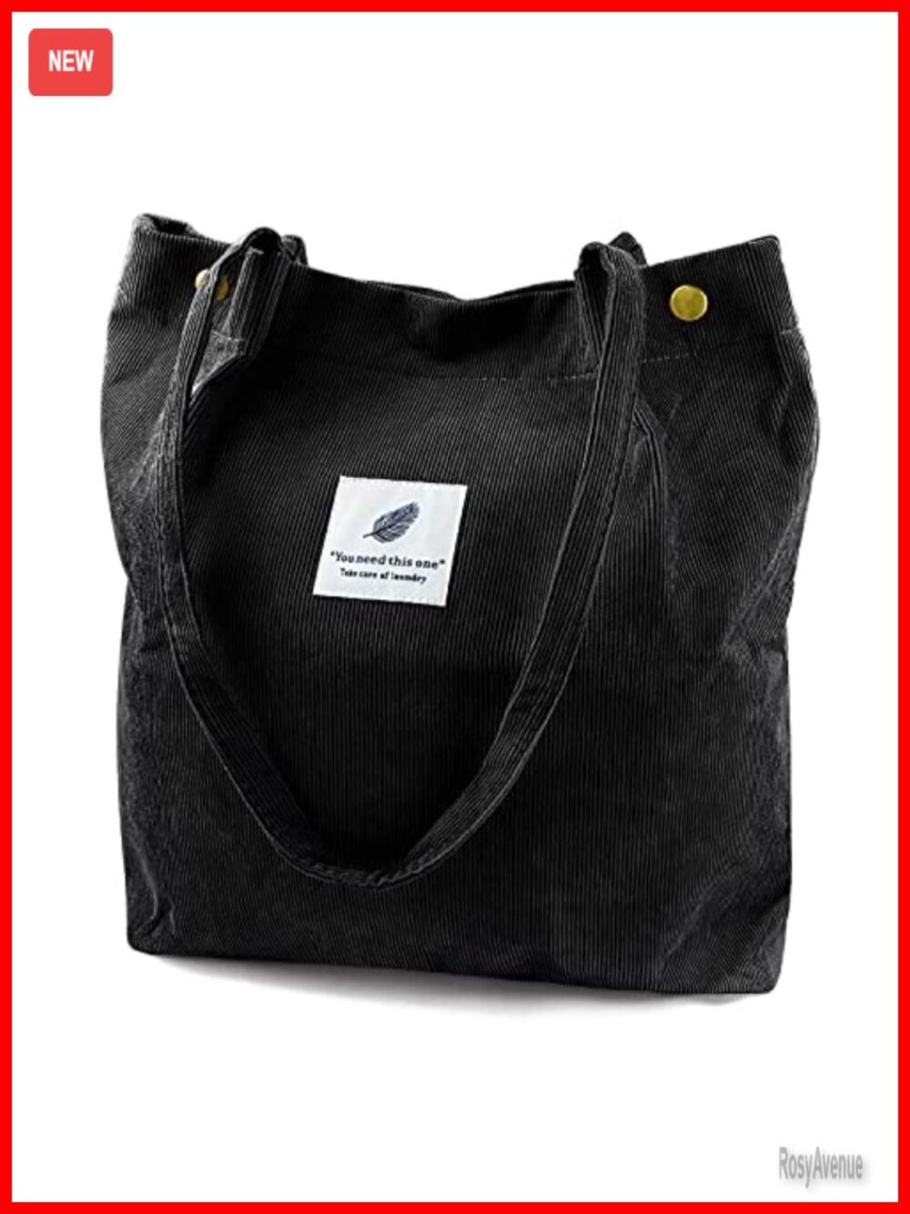 Corduroy Tote Bag for Women Shoulder Purse Inner Pockets